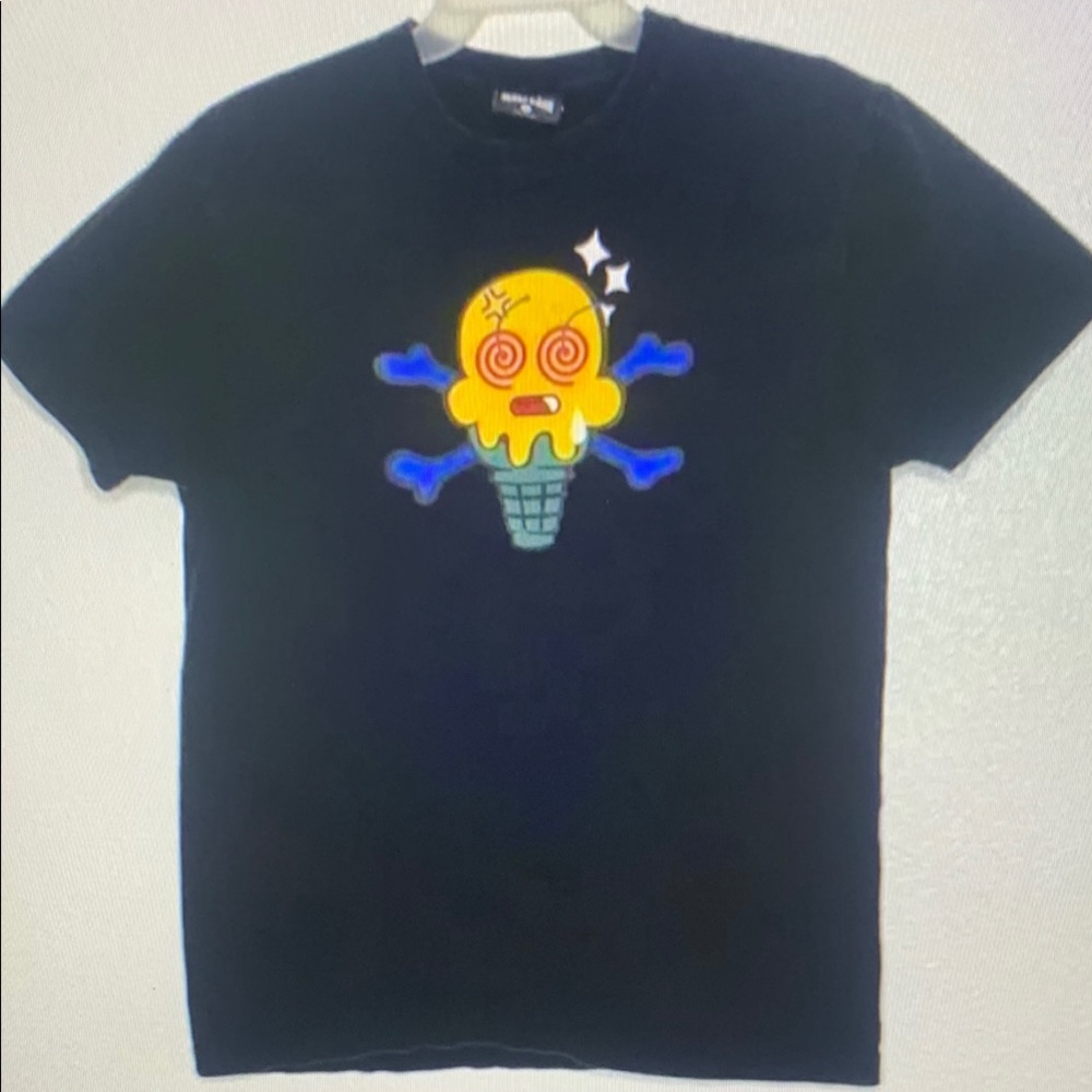Icecream Black Tee with Yellow and Blue Graphic